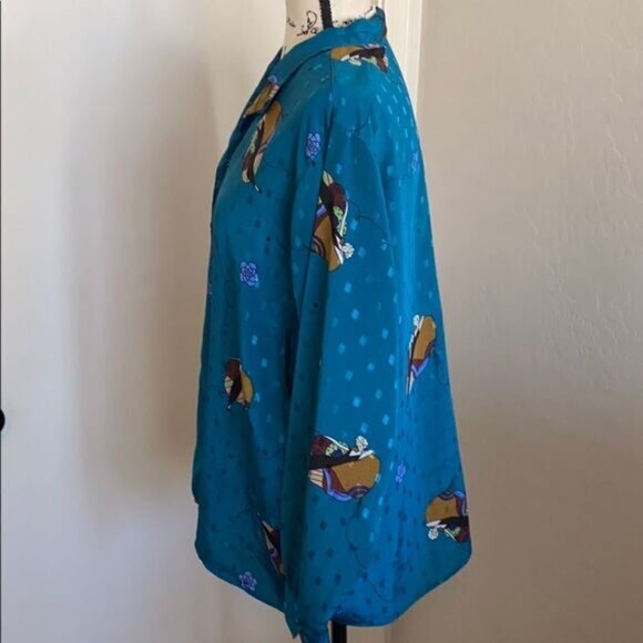 Vintage Diane Von Furstenberg Art To Wear Lady Novelty Print Avant Garde Top - Picture 2 of 9